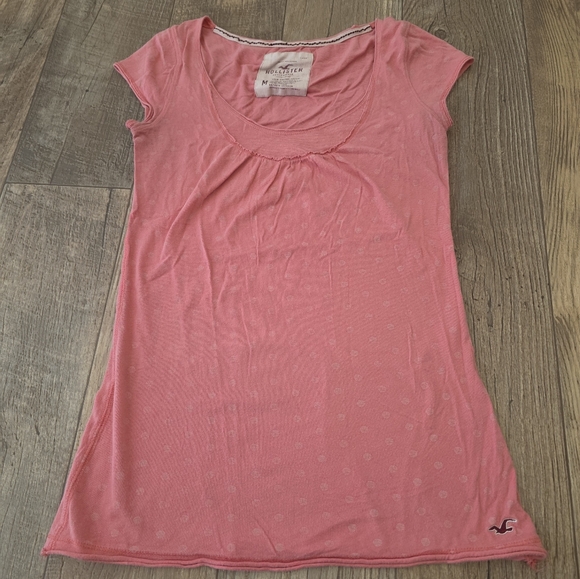 Hollister Pink Babydoll Tee Sz Med Guc Vintage Y2k Long Length - Picture 1 of 2